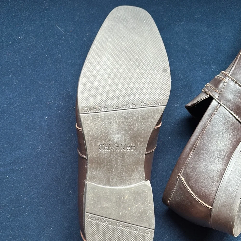 Calvin Klein Brown Leather Slip-On Loafers Men's Size 11 - Picture 9 of 11